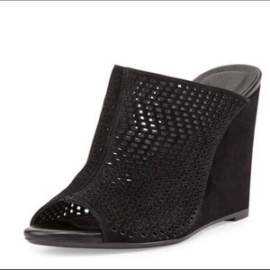 MUST GO Joie Kellie Perforated Black Suede Wedges